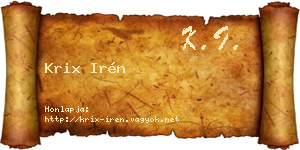 Krix Irén névjegykártya